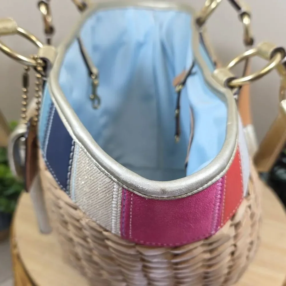 Coach Rare Vintage Legacy Lily Straw Tote - Picture 11 of 16